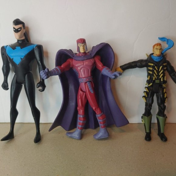 Super Hero 3 Toy Figure Lot - Xmen Magneto DC Batman Captain Boomerang Dick Gray - Picture 1 of 6